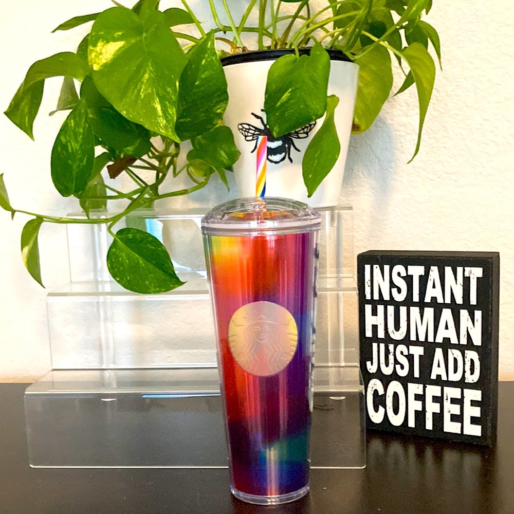 🏳️‍🌈Starbucks Pride 2020 Venti cup w extremely rare DOME lid &rainbow straw